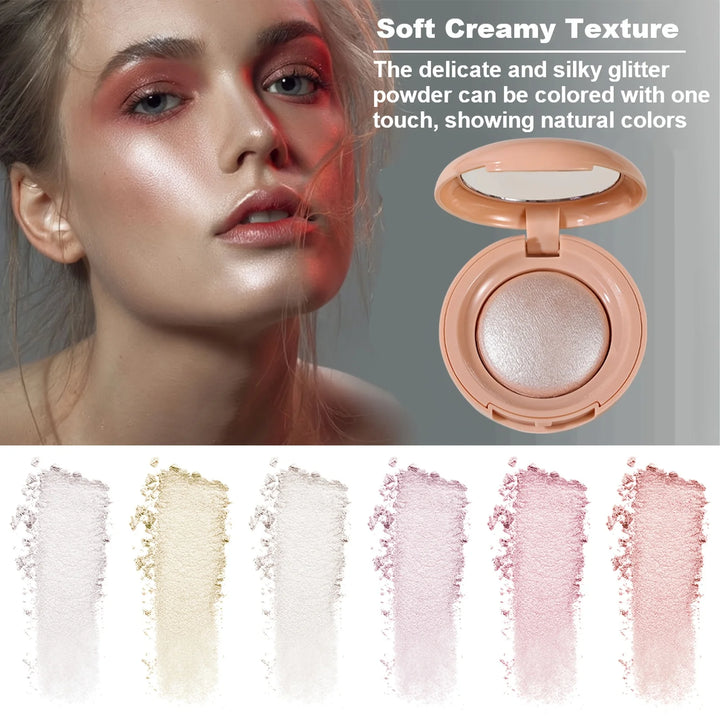 Face Highlighter Palette, High Glossy Face Illuminator Palette, Natural Glow Finish, Pearl Shimmer Smooth Baked Powder