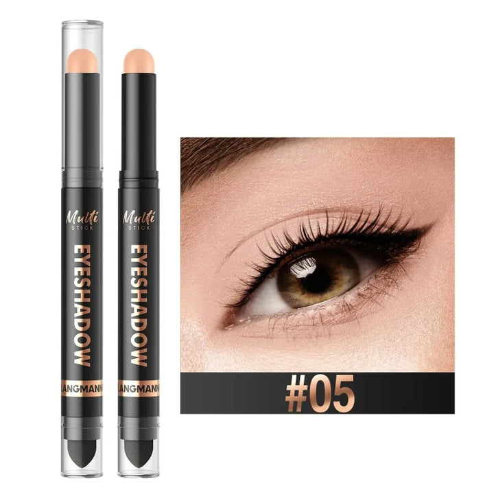 16 Colors Double Head Eyeshadow Stick Pearlescent Shimmer Brown High Waterproof Cream Eyes Shadow Pencil Long-Lasting Eye Makeup