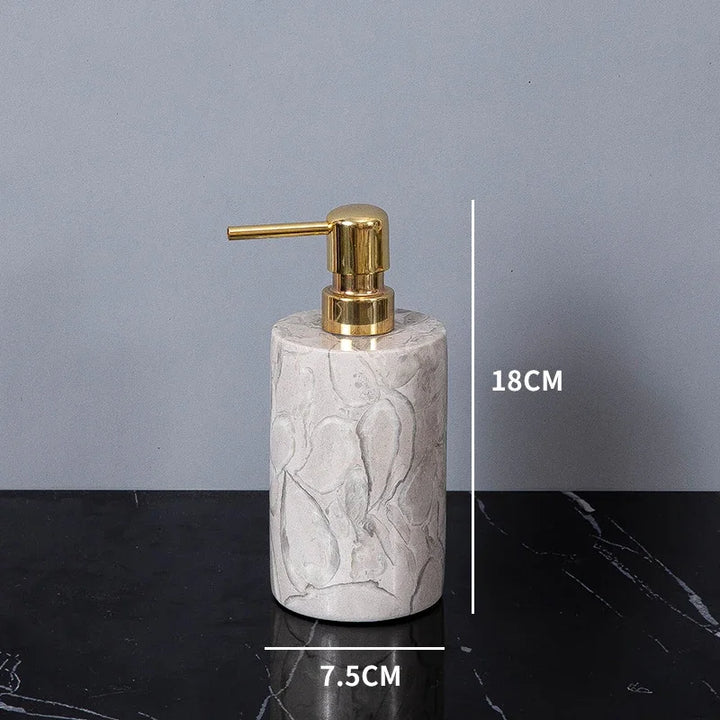 Bathroom Accessories Sets Elegant Natural Marble Liquid Soap Dispenser Toothbrush Holder Cup Soap Dish Cotton Swab Can