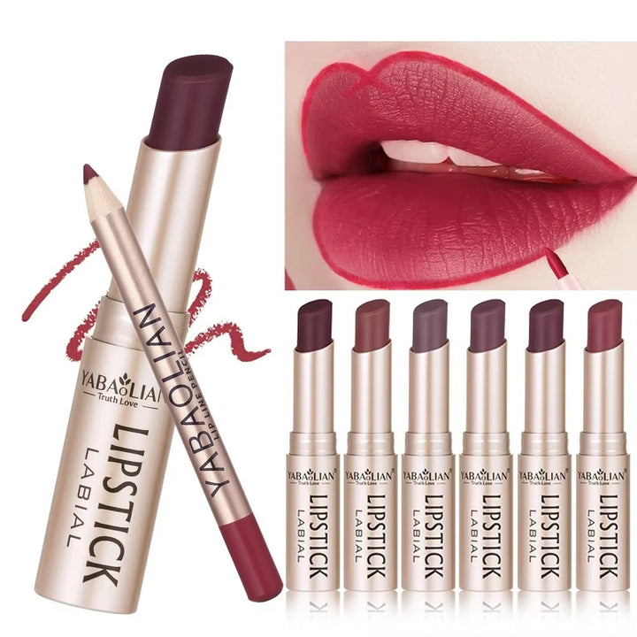 Professional Grade 12 Color Double Ended Lip Liner Lipstick Set Matte High Color Rendering Does Not Fade Waterproof  Sweat Proof