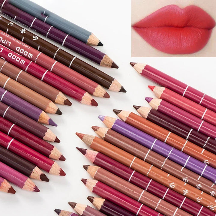 28-Colors Waterproof Lip Liner Matte Nuede Red Long Lasting Makeup Pens Non-stick Cup Lipstick Women Party Makeup Lip Cosmetics