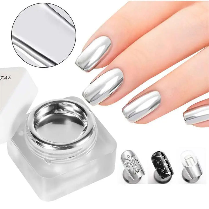 Mirror Metal Gel Nail Polish with Silver Rose Golden Painting Drawing - Easy to Apply and Long-Lasting