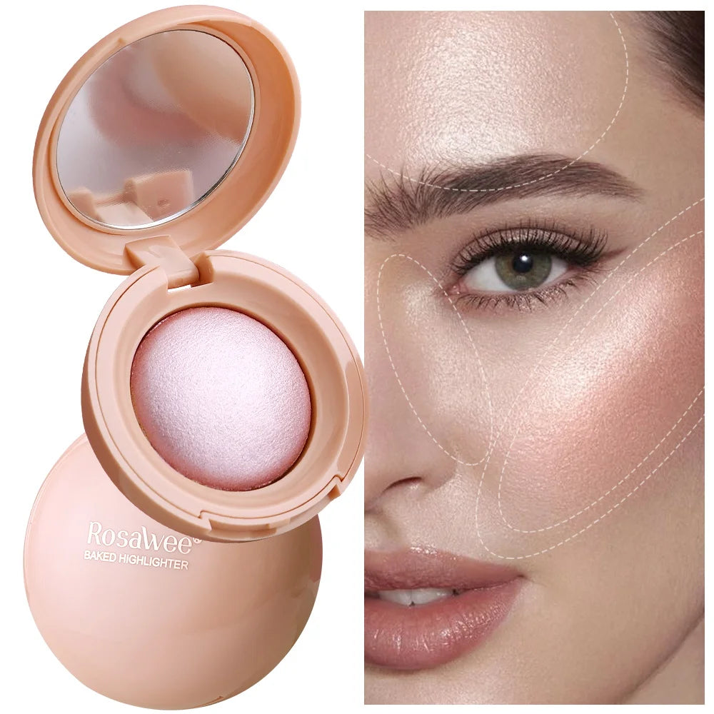 Long-lasting waterproof fine shimmer highlighter, natural glossy effect, brighten the contour and modify the face