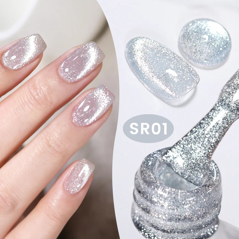 BORN PRETTY Sparkling Glass Bead Cat Magnetic Gel Nail Polish Flash White Spar Red Color Semi Permanent Soak Off UV Gel Varnish