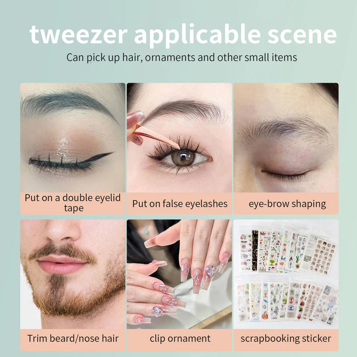 Stainless Steel Eyebrow Tweezers Curved Eyebrow Eyelash Clippers Angled Tweezers False Eyelash Tools Remove Ingrown Small Hairs