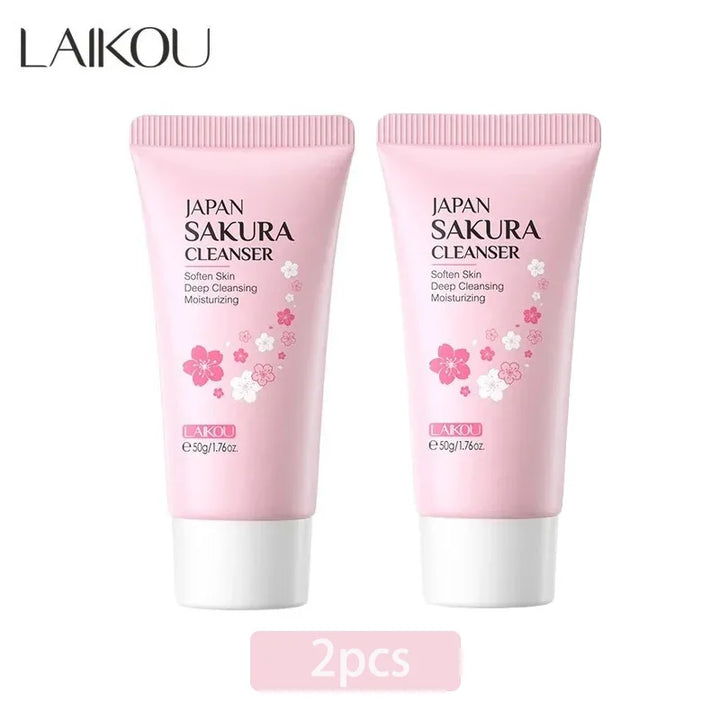 LAIKOU Sakura Cleanser Gentle Deep Cleaning Oil Control Moisturizing Shrink Pores Face Skin Care 50g Skin Cleanser All Skin Type
