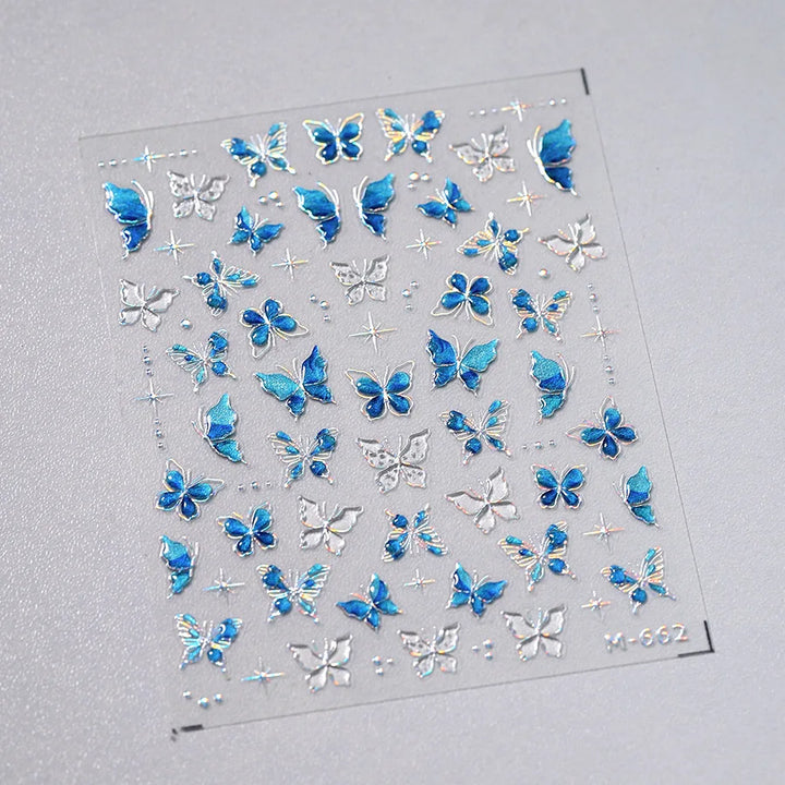 5D Butterfly Nail Stickers Sparkling Jelly Butterfly Nail Art Sticker Decorations Decals DIY Self Adhesive Slider Manicure Parts