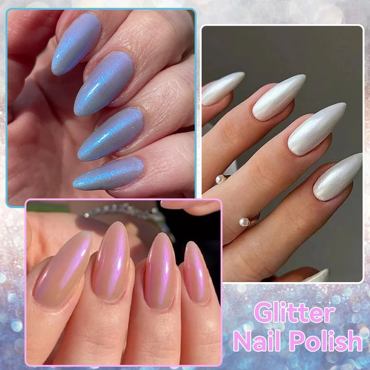 LILYCUTE 7ml Glitter Nail Polish Colorful Bright Sparkling Glitter Pearl Nail Art DIY Decoration No Need of Lamp to Cure