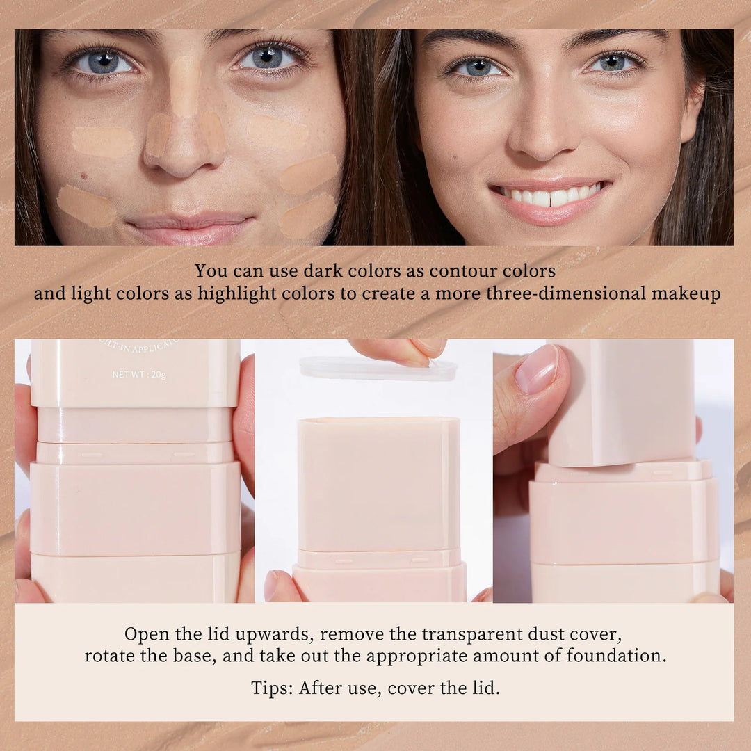 O'cheal Concealer Foundation Stick Facial Matte Bronzer Contouring Coverage Moisturizing Makeup Face Cream Portable With Sponge
