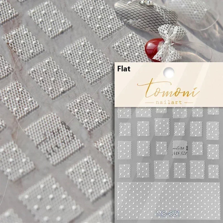 1pcs White 5D Pearl Lace Wave Lines Nail Art Stickers Elegant Exquisite Nail Decoration Decals DIY Self Adhesive Transfer Slider