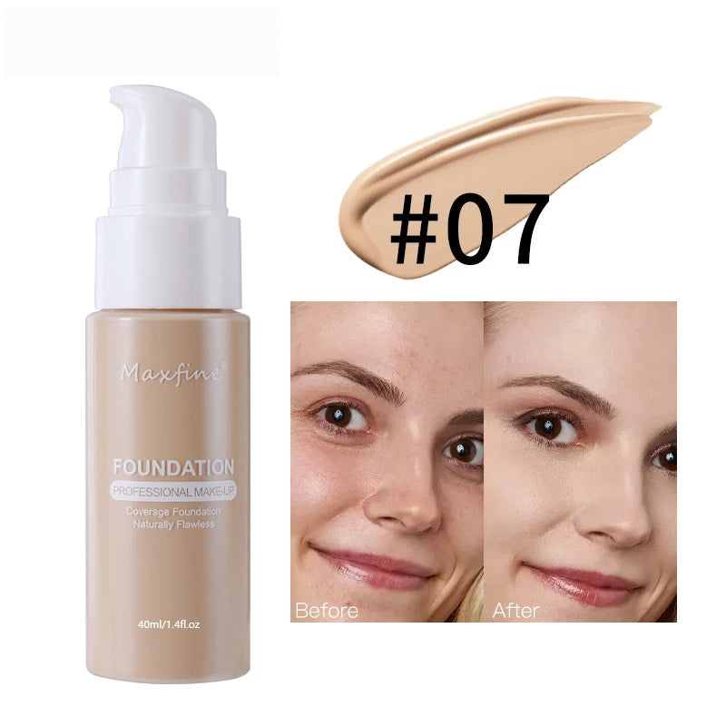 12 Shade Liquid Foundation with Long Lasting Oil Control Concealing Hydrating Lightweight Fine Texture and Non Cakey 1PCS