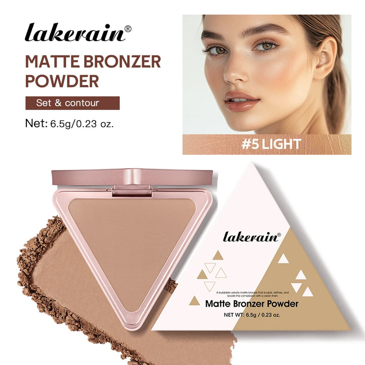 Lakerain Matte Bronzer Powder Long Lasting Makeup Effect Waterproof Sweatproof Setting Powder Oil Control Bronzer Face Makeup