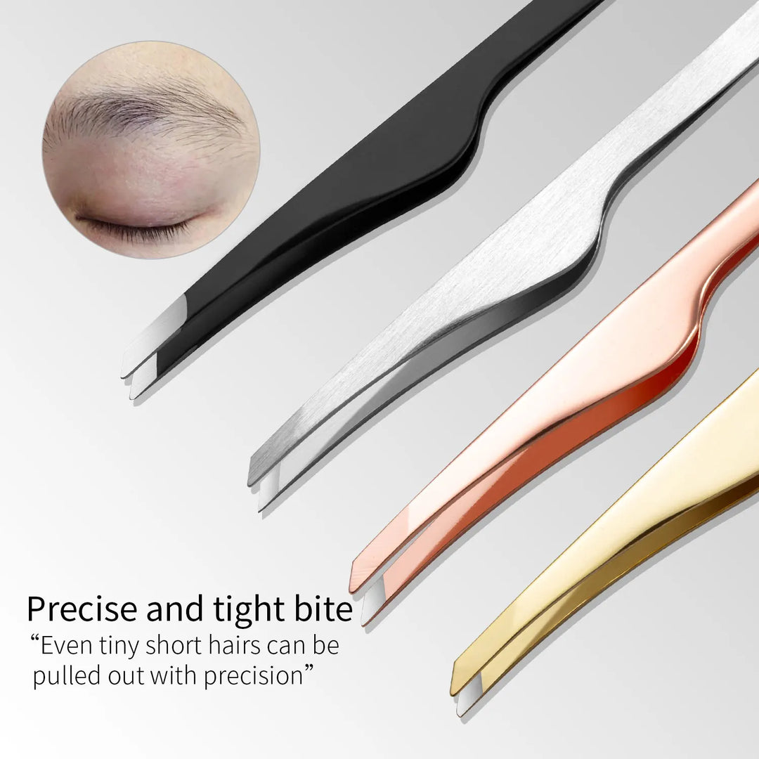 Stainless Steel Eyebrow Tweezers Curved Eyebrow Eyelash Clippers Angled Tweezers False Eyelash Tools Remove Ingrown Small Hairs