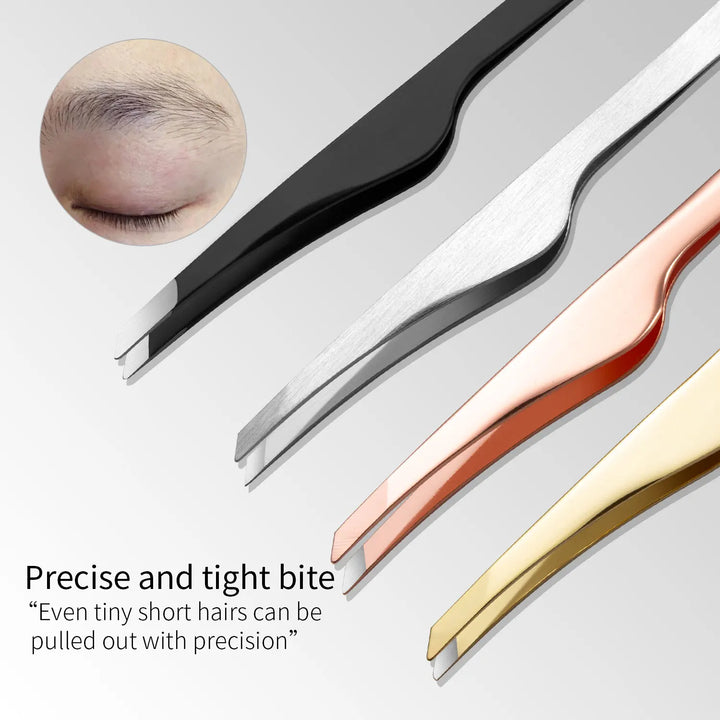 Stainless Steel Eyebrow Tweezers Curved Eyebrow Eyelash Clippers Angled Tweezers False Eyelash Tools Remove Ingrown Small Hairs