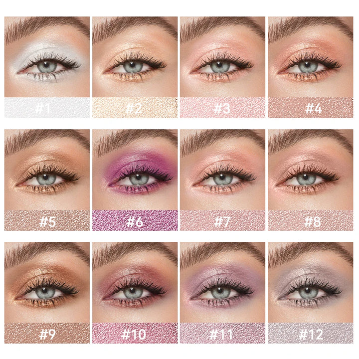 12Colors Metallic Eyeshadow Pencil Glitter Silkworm Liner Pen Highlighter Long Lasting Gold Blue Cream Eye Shadow Stick Makeup