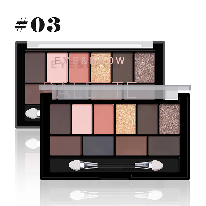 Ten color eyeshadow palette pearlescent matte fine shimmer earth tones beginner daily nude eyeshadow palette makeup
