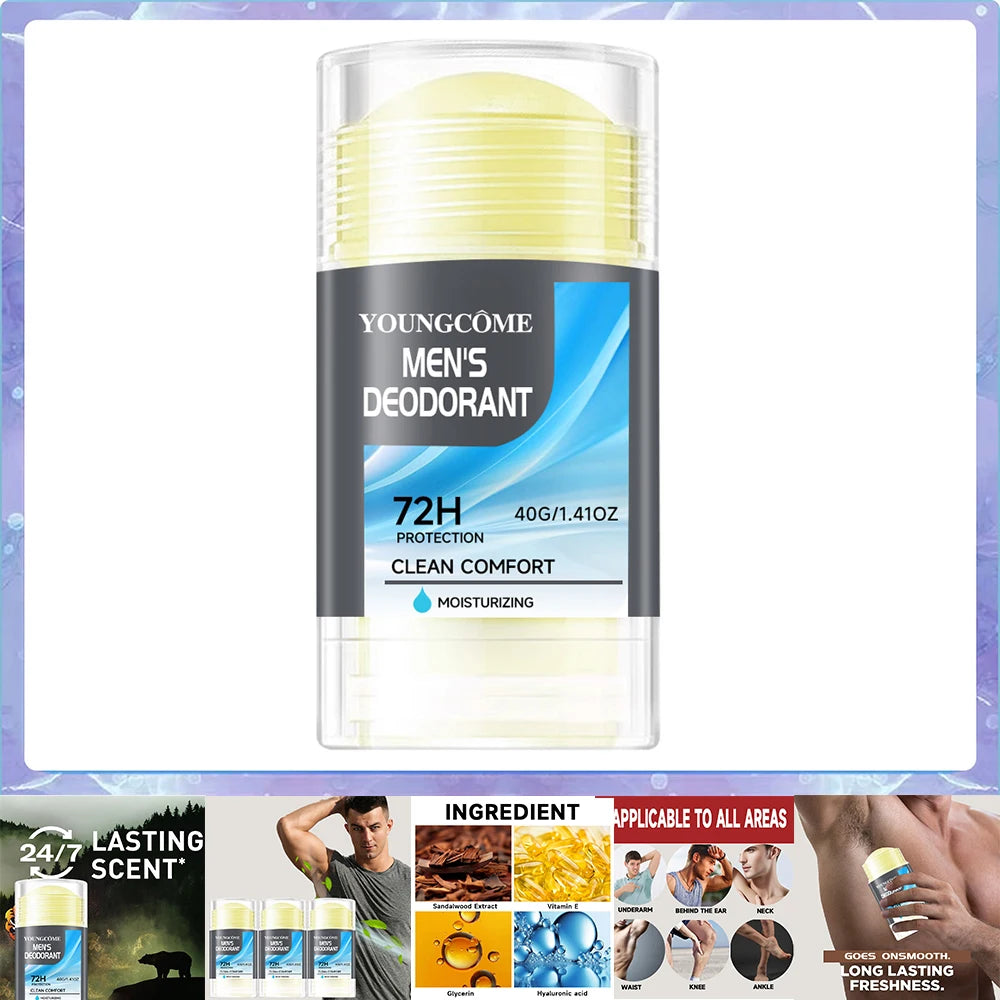 Deodorant Stick Natural Deodorant for Men, Anti Sweating Keep Drying Lasting Fragrance Remove Armpit Odor Underarm Refresh Stick