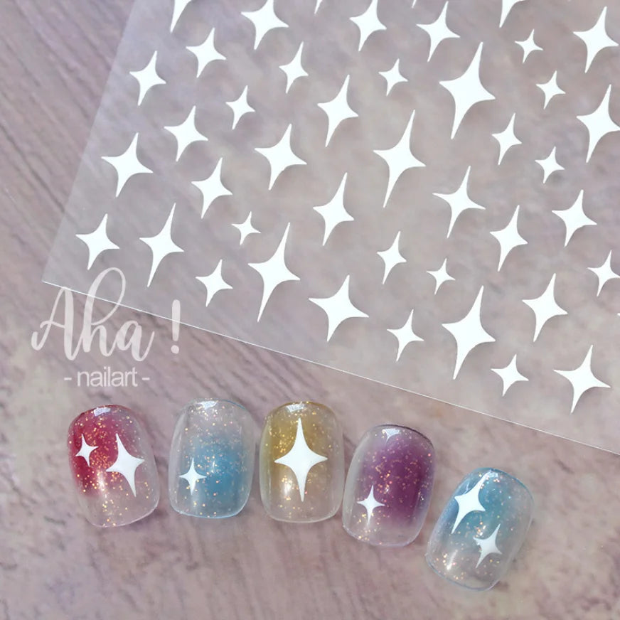 3D Nail Art Stickers  Translucence Moon/Star/Cloud Ultra-thin Nail Decals 3d Self-Adhesive White Cloud Moon Star Kawaii Sliders