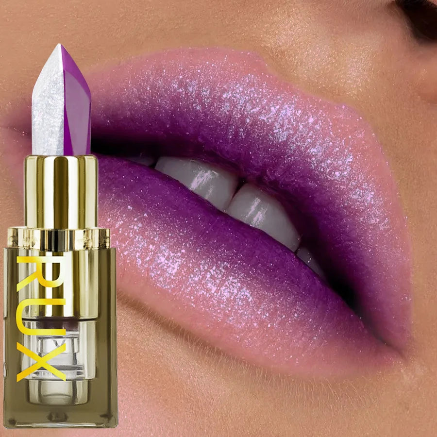 1PC Purple Glitter Two-tone Lipstick Red Rose Moisturizing Lipsticks Cosmetics Easy to Use Lip Tint Makeup Lip Beauty Long Lasti