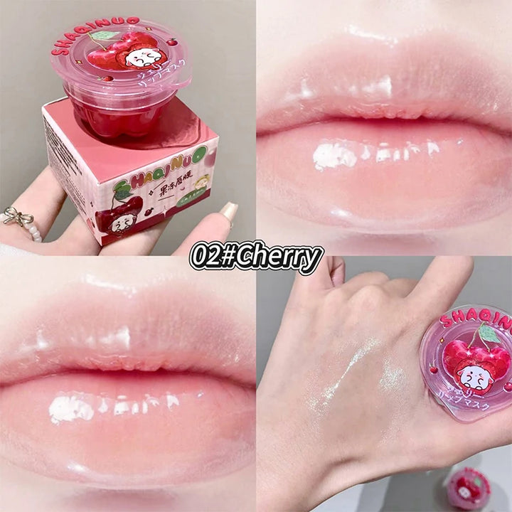 Shaqinuo Jelly Lip Mask Moisturizing and Hydrating Sleep Fruit Lip Balm for Students, Reduces Lip Lines, Prevents Dryness and Cracking, Christmas Gift, Essential for Autumn and Winter