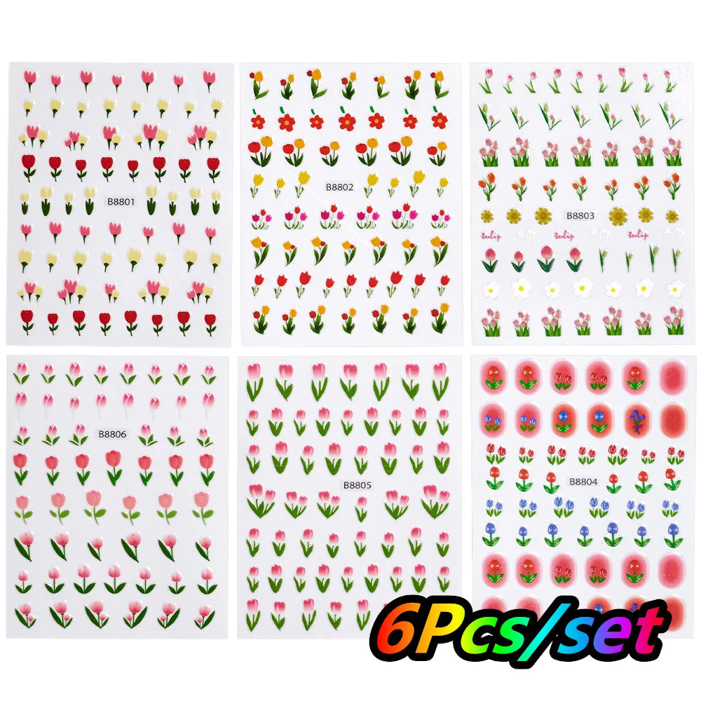 4/6Sheet/Kit Holographic Rainbow Love Heart Nail Sticker 3D Laser Heart Nail Decal Self-Adhesive Love Heart Manicure Slider &*&