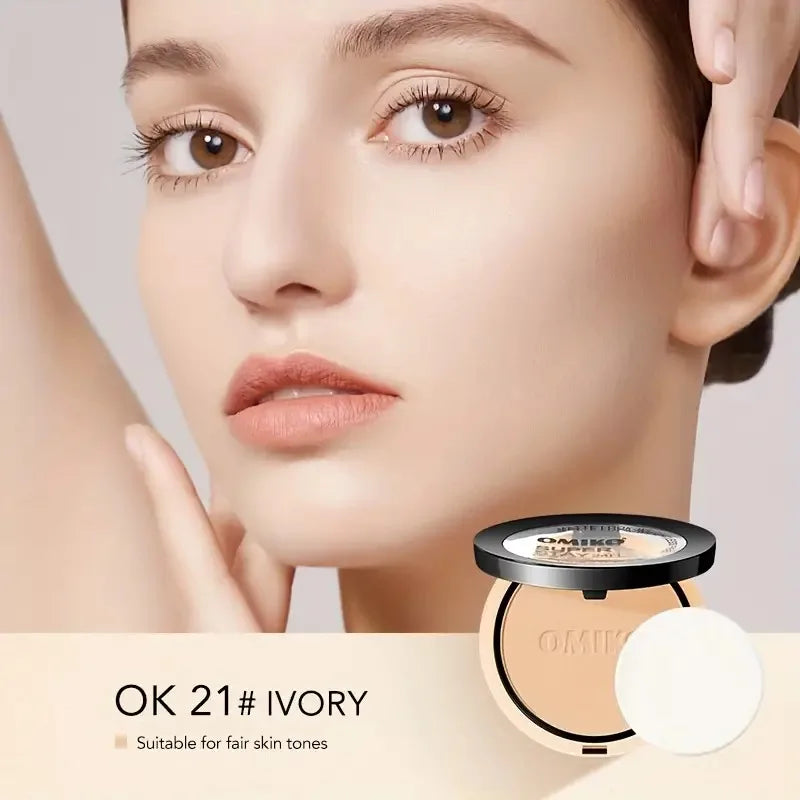 Pressed Powder Waterproof Long-lasting Full Coverage Face Compact Setting Powder Makeup Foundation Oil 3 Color Control Cosmetics