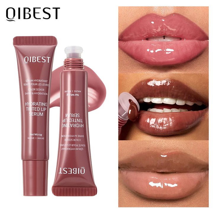 QIBEST Watery Crystal Clear Jelly Lip Oil Lip Balm Moisturizing Smoothing Lip Lines Jelly Pout Lip Gloss Glass Tinted Lip Glaze