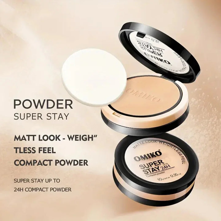 Pressed Powder Waterproof Long-lasting Full Coverage Face Compact Setting Powder Makeup Foundation Oil 3 Color Control Cosmetics