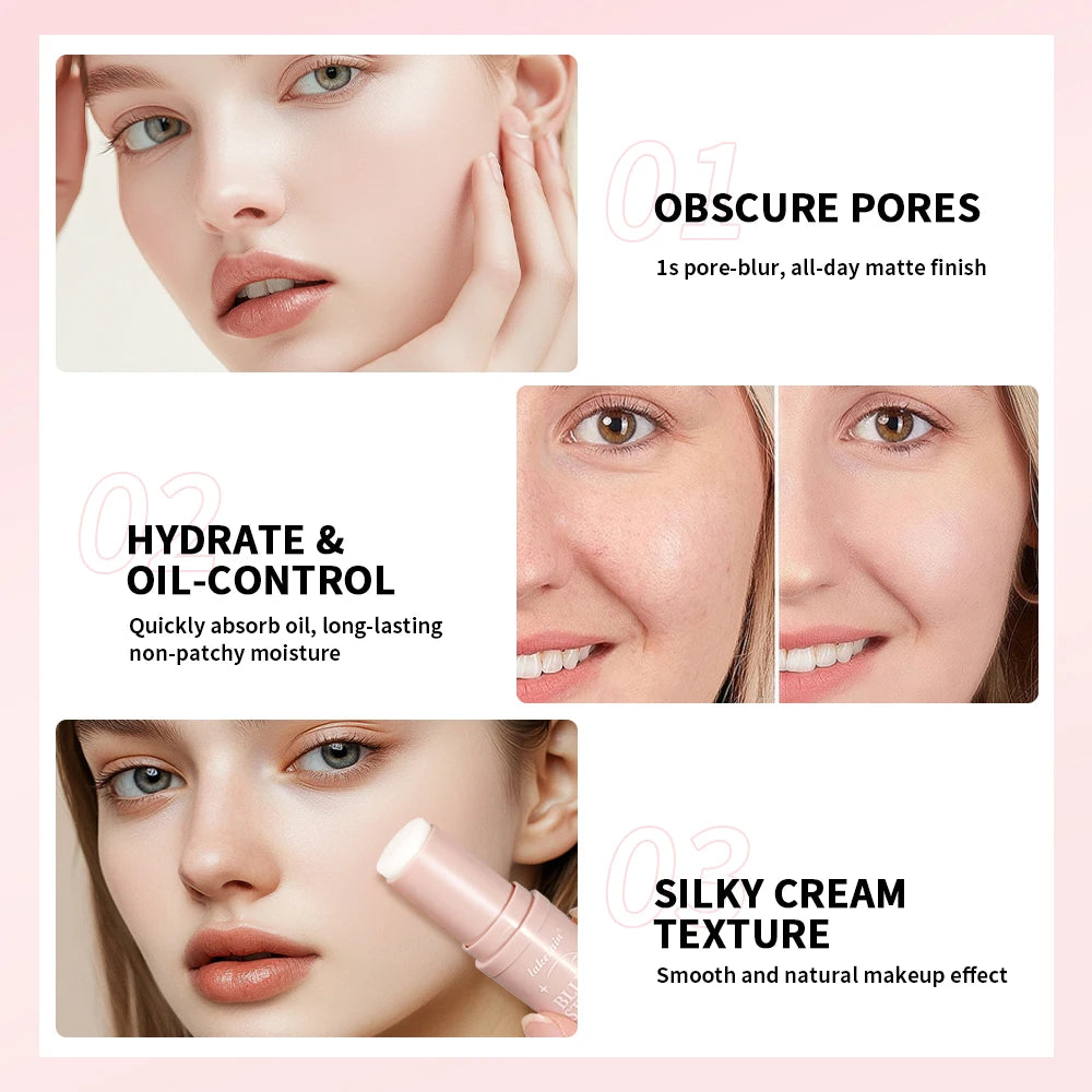 Lakerain Blur Stick Invisible Pore Base Stick Long Lasting Makeup Primer Stick Hydrate Covering Pores Oil Control Primer Stick
