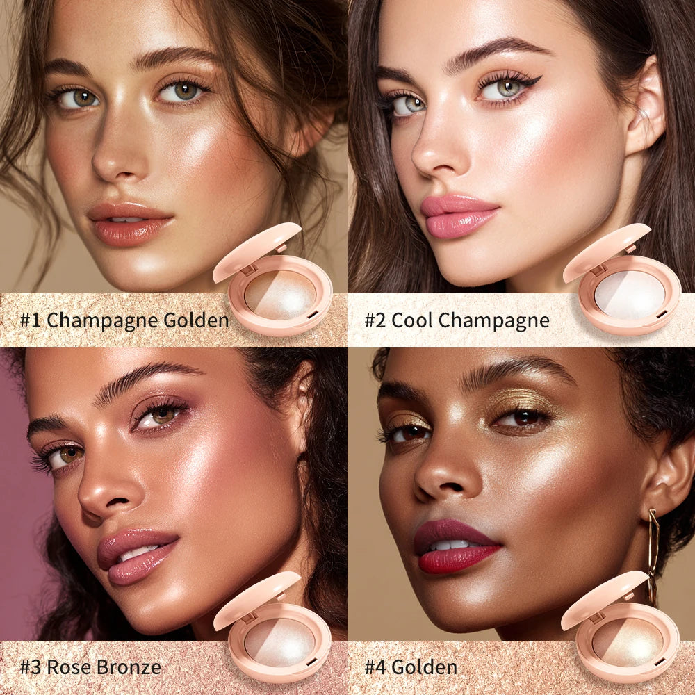 Long-lasting Waterproof Fine Shimmer Highlighter Powder Natural Glossy Effect Brighten Contouring Glitter Modify Face Cosmetics