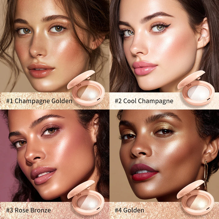 Long-lasting Waterproof Fine Shimmer Highlighter Powder Natural Glossy Effect Brighten Contouring Glitter Modify Face Cosmetics