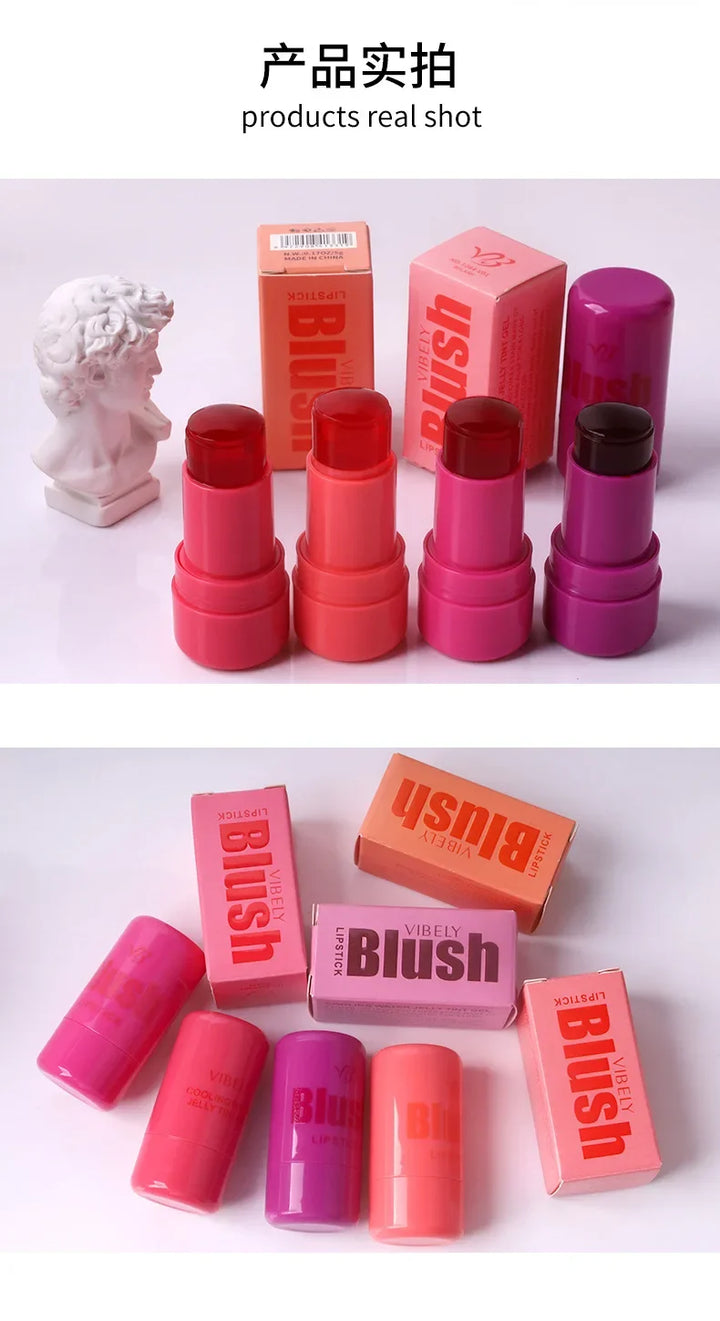 4Colors Multi-Use Jelly Tint Blush Stick Natural Lip Eyes Cheek Stain Moisturizing Cream Contour Makeup Water Lip Gloss Brighten