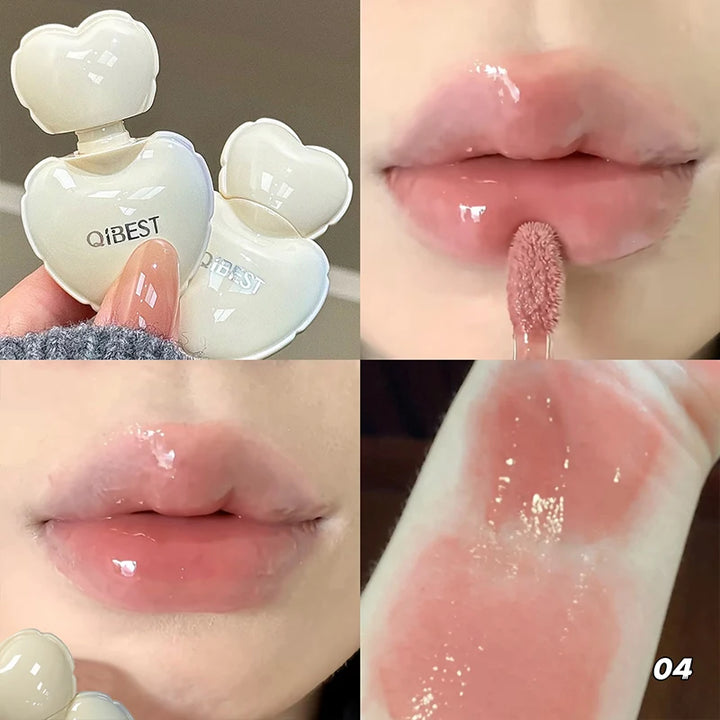 QIBEST Pink Lip Jelly Hydrating Lipstick Long Lasting Mirror Lips Gloss Lipstick Tender Student Korean Cosmetics Lip Glaze Stain