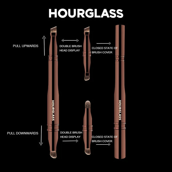 Hourglass Makeup Brush- No.25 Four-Head Multifunctional Brush Concealer Eyeshadow Eyebrow Brush Eyeliner Brush Makeup Brush