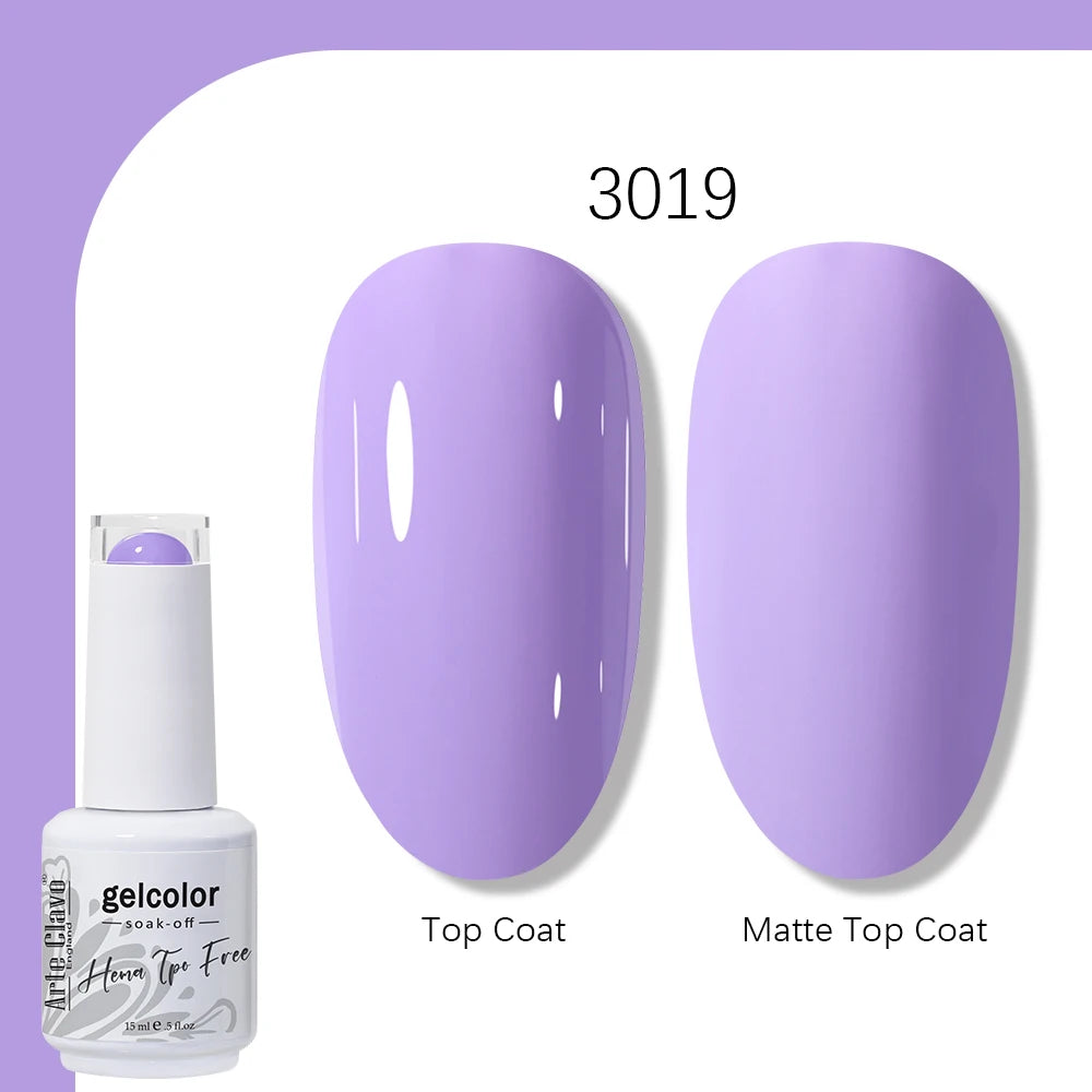 Arte Clavo Solid Color Gel Nail Polish 15ml Soak Off UV LED Gel Semi-Permanent Glitter Polish For Manicure Nail Art Salon Gel