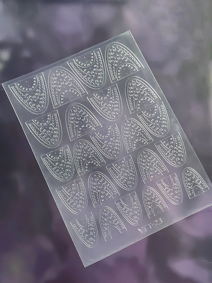 3D Checkered Transparent Spray-painted Nail Art Accessories Sticker French Line Heart-shaped Butterfly Nail Decorations Stickers