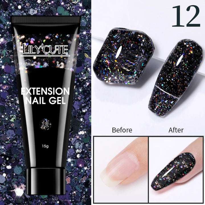 LILYCUTE 15ML Quick Extension Gel Nail Polish Nude Milk White Color Finger Prolong Acrylic Crystal Construction Hard Gel Varnish