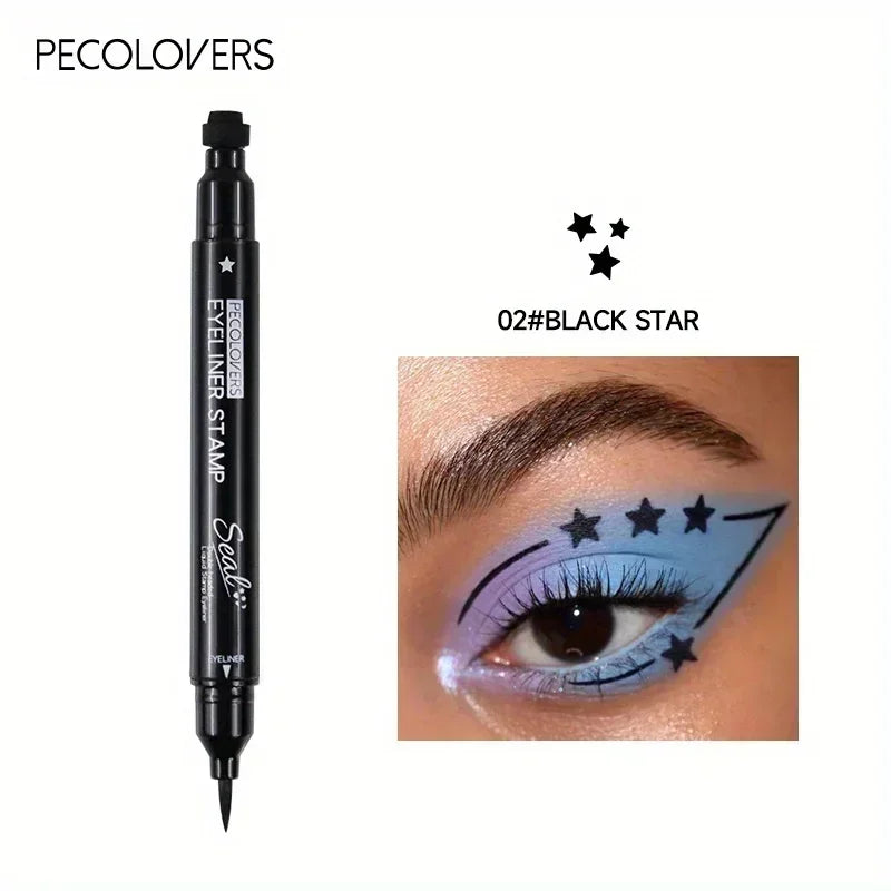 1PC Waterproof Double-headed Eyeliner - Including Star/love/moon Pattern, Quick Drying, Suitable for Beginners and Professionals