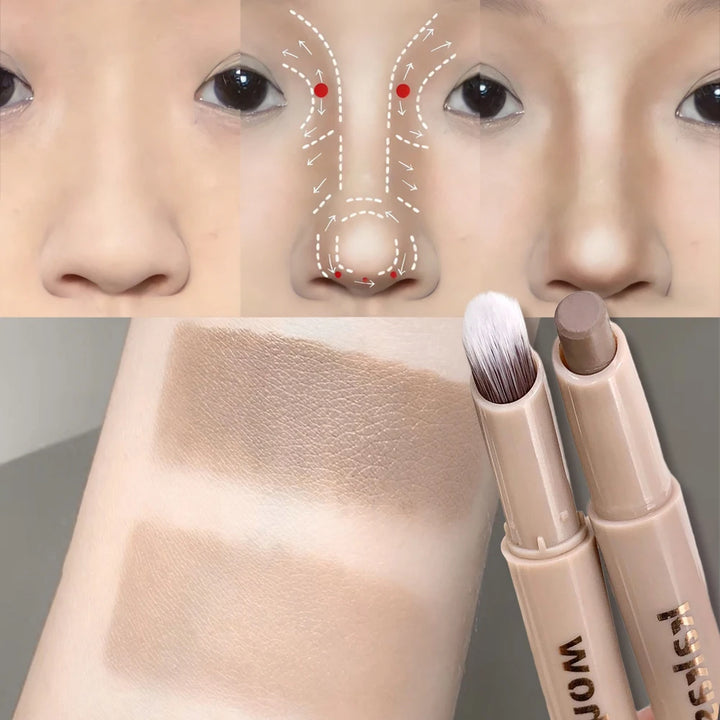 3D contouring pen Long Lasting Waterproof Matte Bronzer Stick Nose Shadow Contour Pen With Brush Facial Contour Stick Makeup
