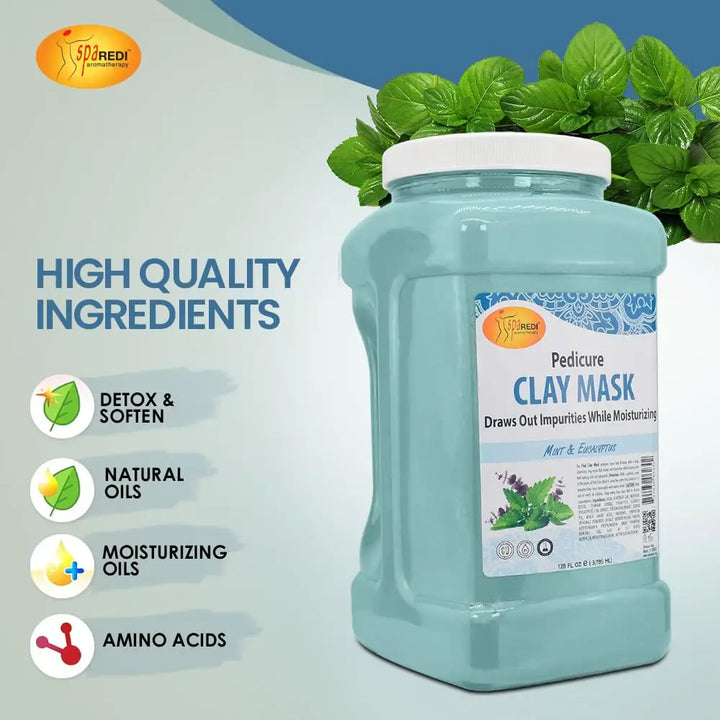 Clay Mask with Mint and Eucalyptus, 128 Oz - Deep Cleansing for Feet and Body, Pore Purifying, Detoxifying, Hydrating