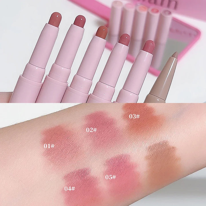 Double-head Matte Lipstick Waterproof Velvet Nude Pink Lip Liner Pencil Sexy Red Brown Pigment Lips Makeup Long Lasting Lip Tint