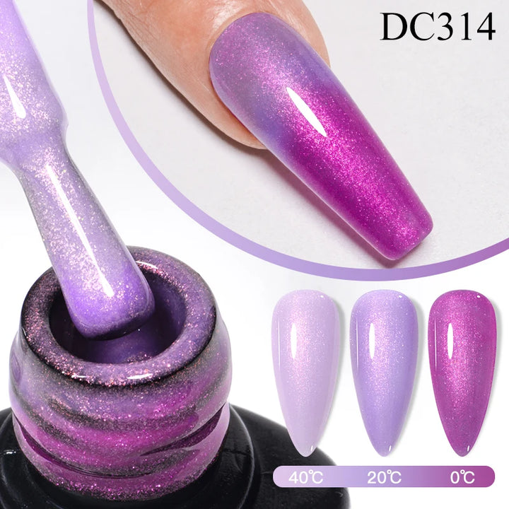 Mtssii 7ml Changing AurorasThermal Rubber Base Gel Nail Polish Nude Purple Glitter Sparking Long Lasting Manicure Art Varnish