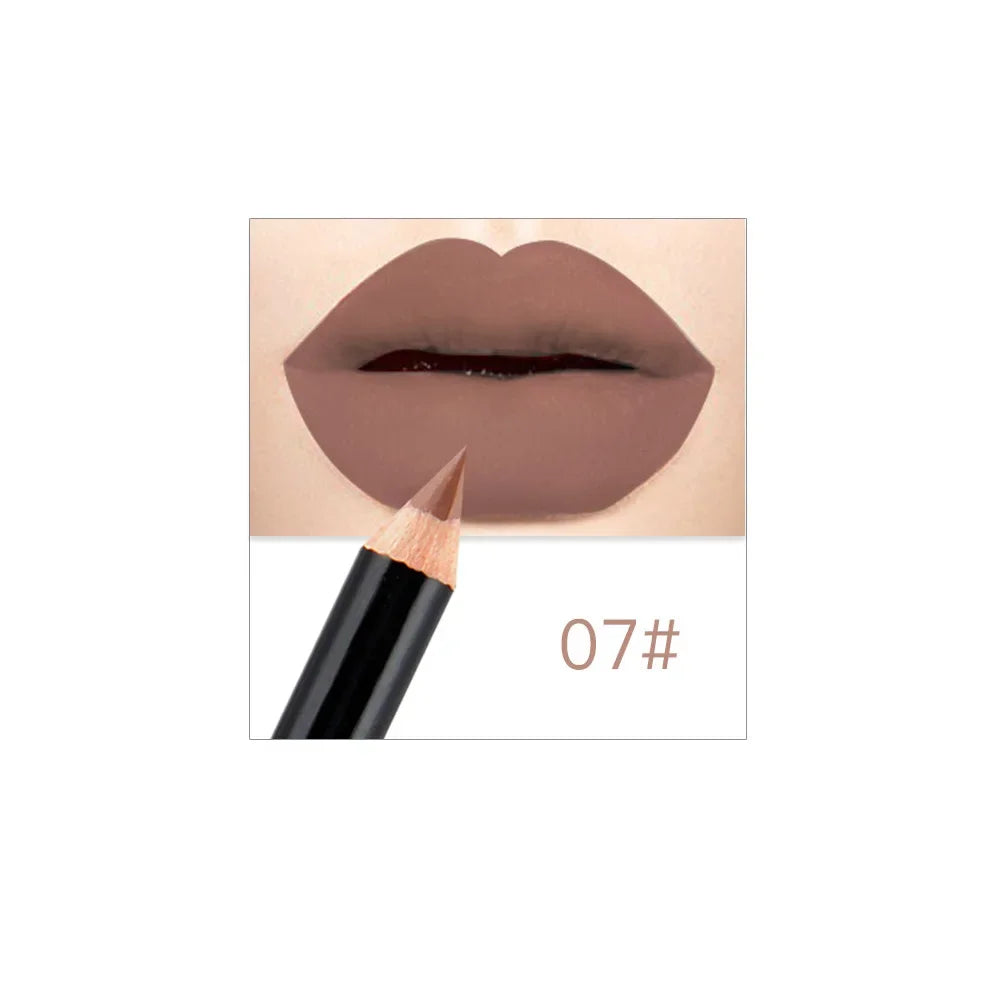 Professional 12 Color Wood Lip liner Waterproof Lady Charming Lip Liner Soft Pencil Makeup Women's Long Lasting Cosmetic Tool