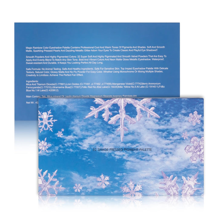 32-Color Eyeshadow Palette – Snowflake ,Matte & Shimmer, Smooth Blend, One Palette for Every Mood