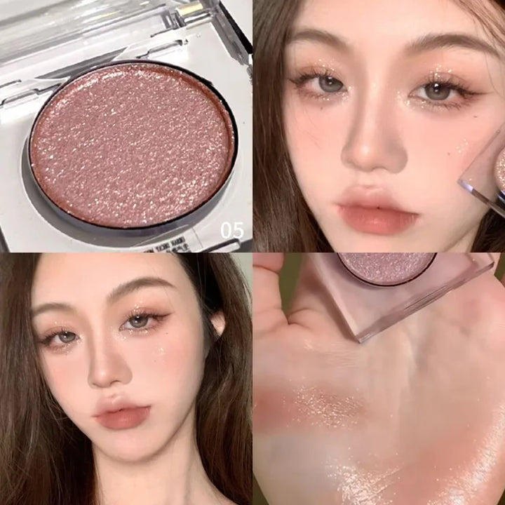 Aiccia Clear Square Single Eyeshadow Fine Glitter High Pigment Shimmer Easy for Beginner Daily Eye & Highlight Makeup