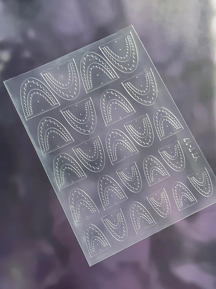 3D Checkered Transparent Spray-painted Nail Art Accessories Sticker French Line Heart-shaped Butterfly Nail Decorations Stickers