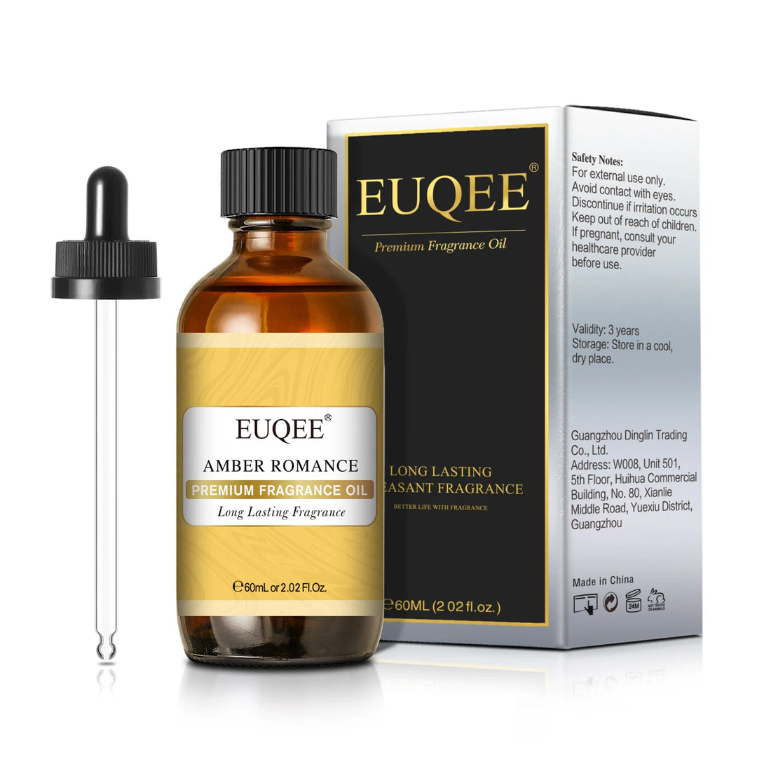 EUQEE 60ml Men's Fragrance Oils with Glass Dropper Leather Dragons Blood Forest Pine Chocolate Aroma Oils For Car Diffusion