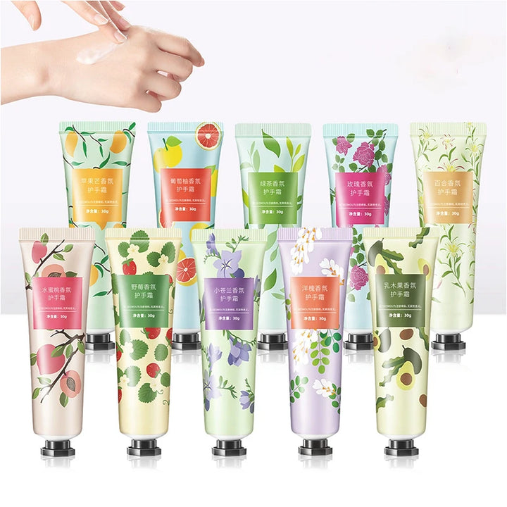 Fruity Flowery Hand Cream Sets Moisturizing Nourishing Anti-aging Repairing Hands Care Beauty Whitening Hands Creams Kit