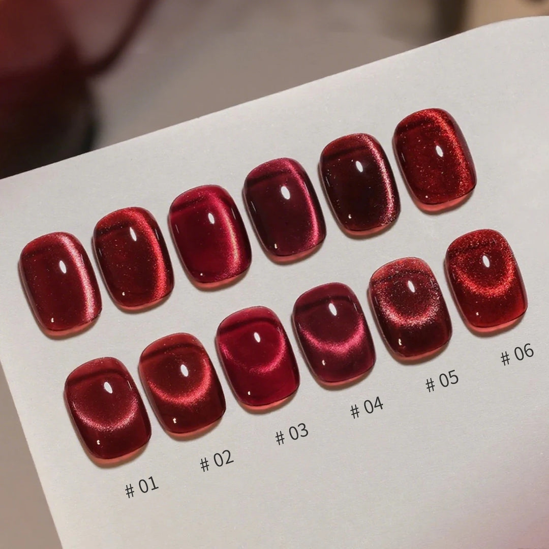 12ML 1-21PCS Autumn Nails Red through half the Sky Cat Eye Nail Glue Halloween New Whitening Glass Bead Cat Eye Nail Polish