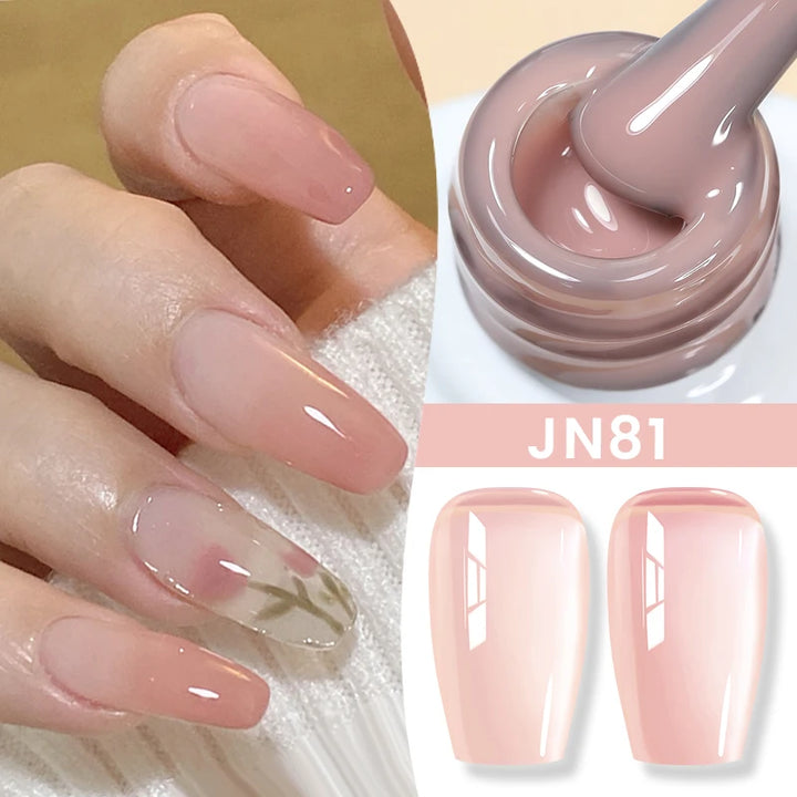BORN PRETTY Jelly Nude Gel Nail Polish 10ml Light Pink Peach Translucent Color UV Light Cure Gel Varnish Nail Art DIY at Home